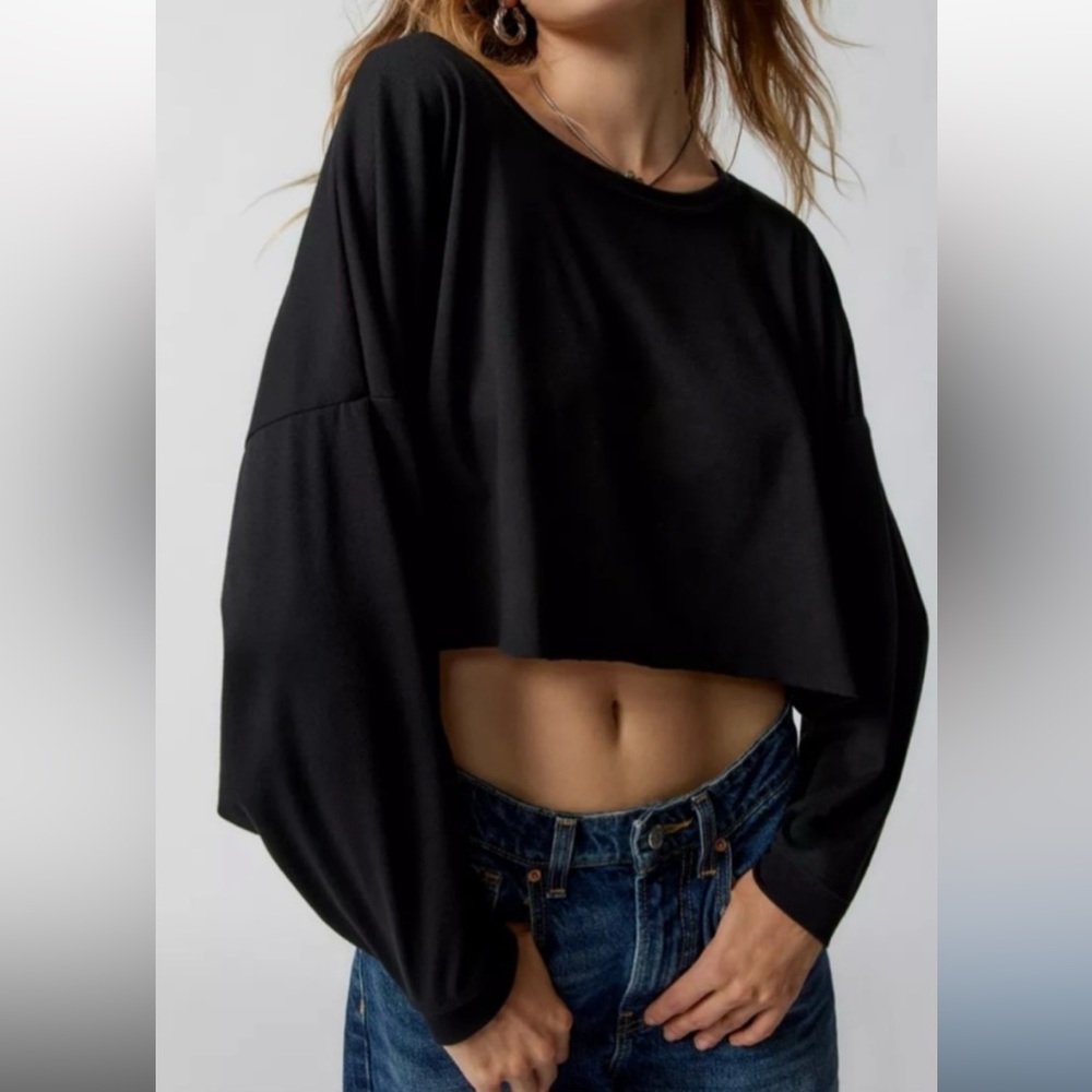 NWT BDG Urban Outfitters 🔥 Black Cropped Hoodie Sweatshirt Oversized Sz XS/S
